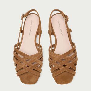NWT Loeffler Randall Shelly Cacao Suede Flat Sandal size 7